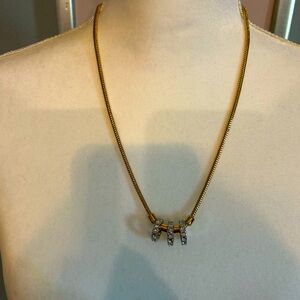 🌸NWT Ann Taylor 22 inch gold chain necklace with Pave charms (circles)